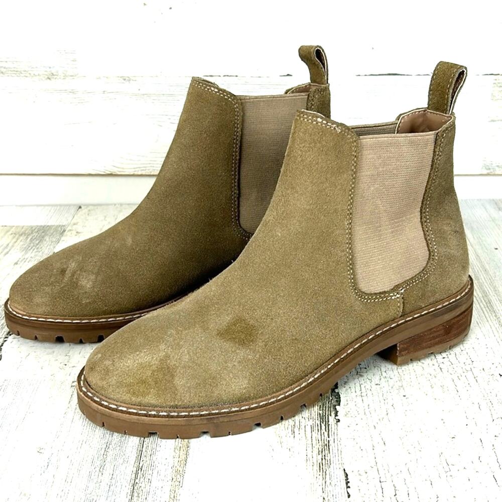 Steve Madden Womens 6 Tan Suede Pull-On Ankle Boots Low Heel Boho NEW